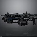 Mechanical Futuristic Weapon With Blue Black Finish And Intricate Chain Design