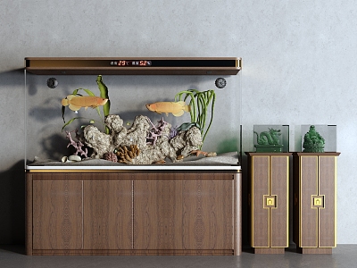 Chinese Fish Tank Aquarium Antique Cabinet 3d model