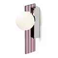Modern Wall Lamps With White Spherical Shades And Pink Silver Striped Frames