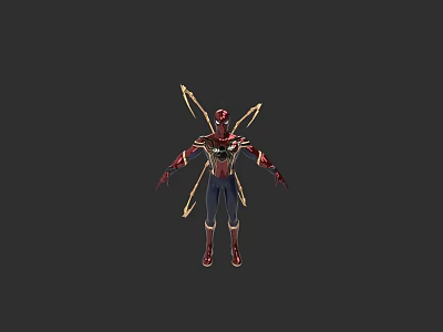 SpiderMan Game Movie Character With Red Blue Suit And Gold Mechanical Arms 3d model