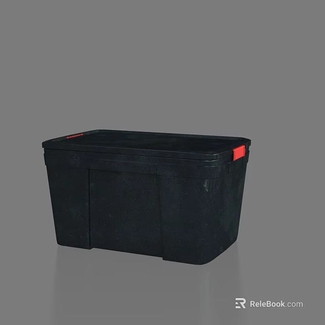 Black Storage Box with Red Accents for Home Organizing and Storage Solutions 3d model 