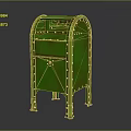 Vintage Green Metal Cabinet with Arched Top Distressed Finish and Drawer
