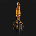Golden Squid Shaped Decorative Artwork With Long Tentacles And Blue Eye