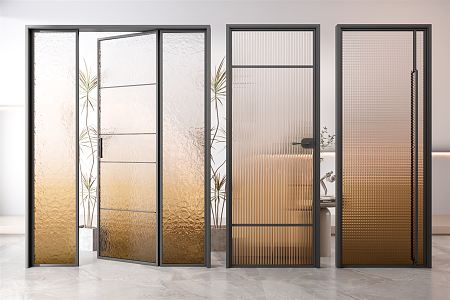 Modern swing door gradient Changhong glass door 3d model