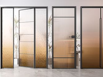 Modern swing door gradient Changhong glass door 3d model