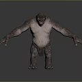 Giant Muscular Game Movie Character With Rough Skin And Fierce Expression Standing Pose