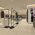 Modern Spacious Clothing Store Interior With Clothing Racks Display Shelves And Fashion Poster