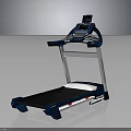 Modern Fitness Treadmill With Digital Display And Blue White Running Belt