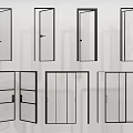 Modern Interior Door Designs Featuring Sliding Hinged Styles With Glass Panels 3d model