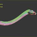 Mechanical Snake Device With Orange Silver Segments Curved Structure And Head Tail Design 3d model
