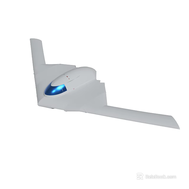 White Streamlined Drone With Blue Cockpit And Extended Wing Structure 3d model 