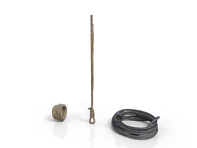 Metal Rod Coiled Metal Spring and Black Cable Coil Collection 3d model