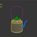 Metallic Silver Teapot Featuring Curved Handle Copper Accent Lid And Spout