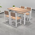 Dining Table and Chairs Set with Light Wood Top White Frame and Brown Cushioned Seats