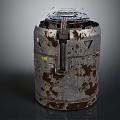 Old Rusty Metal Bucket For Household Storage With Rust Spots And Metal Construction
