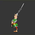 Decorative Cartoon Character Keychain With Green Shirt Red Shorts And Key Ring