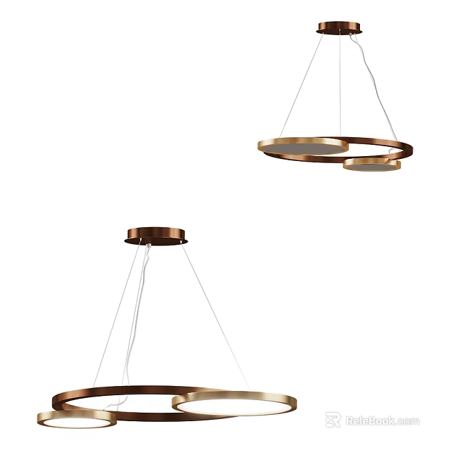 Modern Double Ring Round Metal Chandelier Design For Home Interior Lighting 3d model 