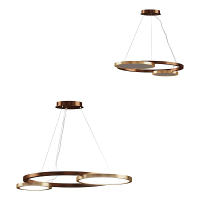 Modern Double Ring Round Metal Chandelier Design For Home Interior Lighting 3d model