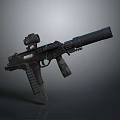 Modern Tactical Firearm with Black Body Red Dot Scope and Suppressor 3D Render 3d model