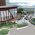 Modern Residential Building With Glass Facade Lobby Entrance And Outdoor Leisure Area