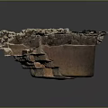 Scenic Landscape of Ancient Ruins With Adobe Walls Square Structure and Remaining Architecture