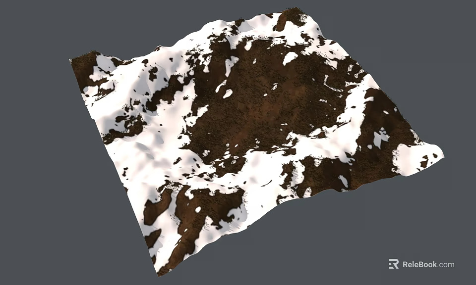 Natural Scenic Mountainous Landscape With Snow Covered Brown Earth And White Patches 3d model 