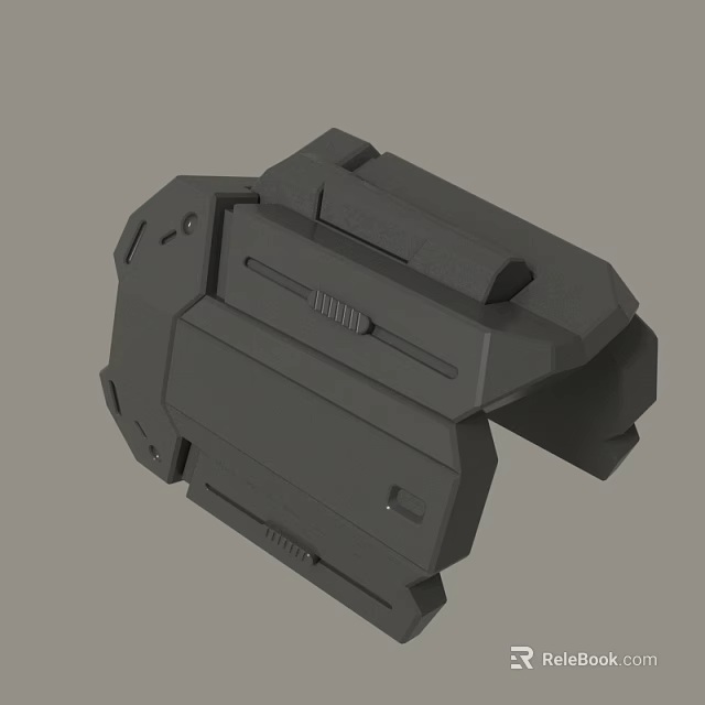 3D Model Of Gray Mechanical Component With Geometric Details And Technical Structure 3d model 