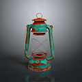 Rusted Turquoise Vintage Lantern With Classic Design And Metal Frame