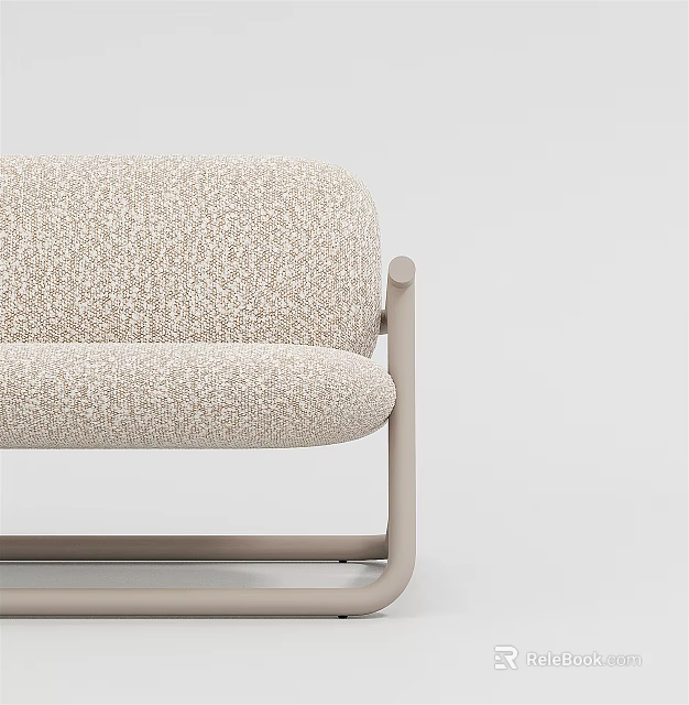 Modern Beige Accent Chair With Textured Fabric And Sleek Light Wooden Frame 3d model 