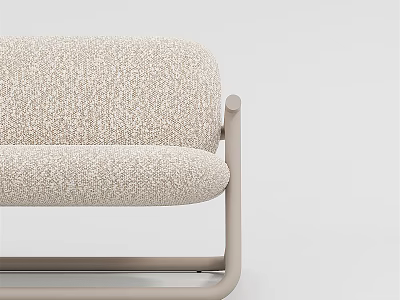 Modern Beige Accent Chair With Textured Fabric And Sleek Light Wooden Frame 3d model