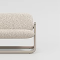 Modern Beige Accent Chair With Textured Fabric And Sleek Light Wooden Frame