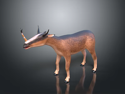 Realistic Horned Brown Animal 3D Model With Detailed Body Structure Rendering 3d model