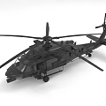 Black Military Helicopter 3D Model With Detailed Rotors And Fuselage Design