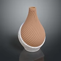Modern Vase Shaped Sculpture Carving With Brown Spiral Patterned Body And White Base