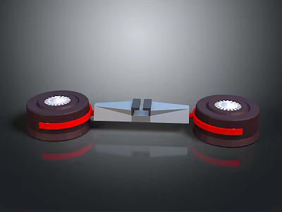 Mechanical Equipment With Dual Circular Discs Red Accent Bands And Central Metal Connector 3d model