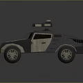 Armored Military Vehicle With Roof Mounted Light Gray And Beige Exterior Windows And Wheels
