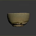 Ancient Yellowish Earthenware Ceramic Bowl With Visible Cracks And Smooth Surface 3d model