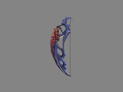 Fantasy Weapon Blue And Red Decorative Bow With Flame Patterns And Intricate 3D Design 3d model