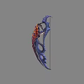 Fantasy Weapon Blue And Red Decorative Bow With Flame Patterns And Intricate 3D Design
