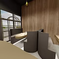 Cozy Cafe Interior Design With Arched Entrance Wooden Counter And Tables
