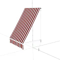 Red and White Striped Retractable Awning with White Metal Frame Design