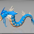 Detailed Blue Dragon Character Mythical Creature With Orange Body White Horns And Fins 3D Sculpture