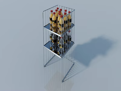 Metal Two Tier Storage Rack With Bottled Beverages And Sturdy Wire Design 3d model