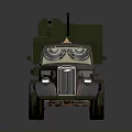 Vintage Military Truck Featuring Large Green Artillery Mount And Detailed Front Design