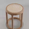 Modern Minimalist Solid Wood Stool With Handwoven Rattan Seat For Home Dining And Living Spaces
