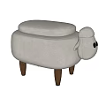 Cute Sheep Shaped Stools With White Upholstery And Wooden Legs Design