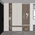 Modern Shoe Cabinet Design With Wooden Panels Coat Hooks LED Lighting And Entryway Storage