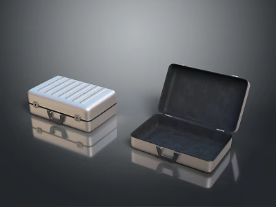 Durable Metal Storage Boxes With Striped Design Open And Closed Black Interior 3d model