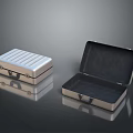 Durable Metal Storage Boxes With Striped Design Open And Closed Black Interior 3d model