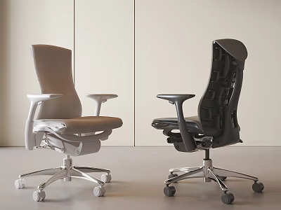Ergonomic Modern Office Chairs In Black And Beige With Swivel Wheels And Comfortable Design 3d model